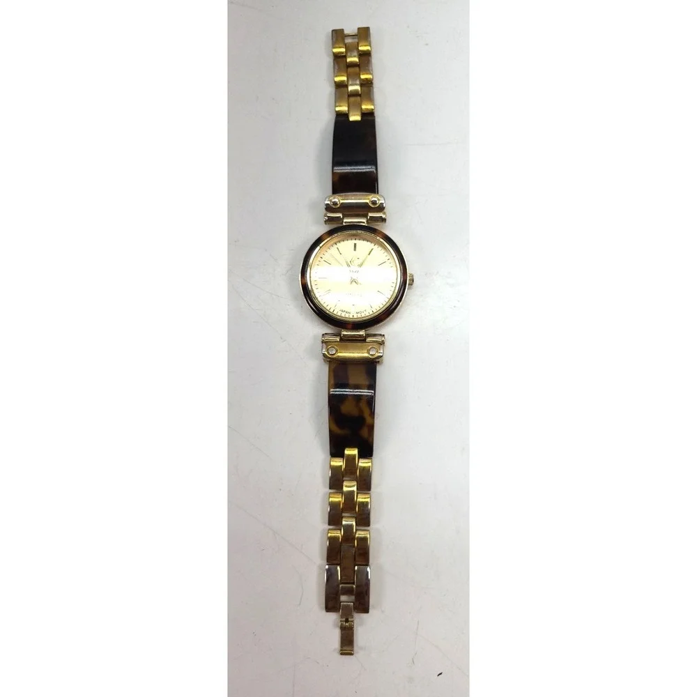 Womens Quartz Watch. Tortoise Shell and Goldtone‎ Band New Battery